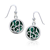 Round Silver Earrings with Inlay Stone TER1262 - Jewelry