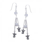 Suspended Dragons with Beads Silver Earrings TER136 - Jewelry