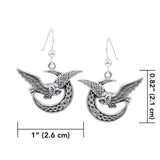 Celtic Owl on Crescent Moon Silver Earrings TER1489 - Jewelry