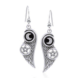 Moon Pentacle Wing Silver Earrings TER1596