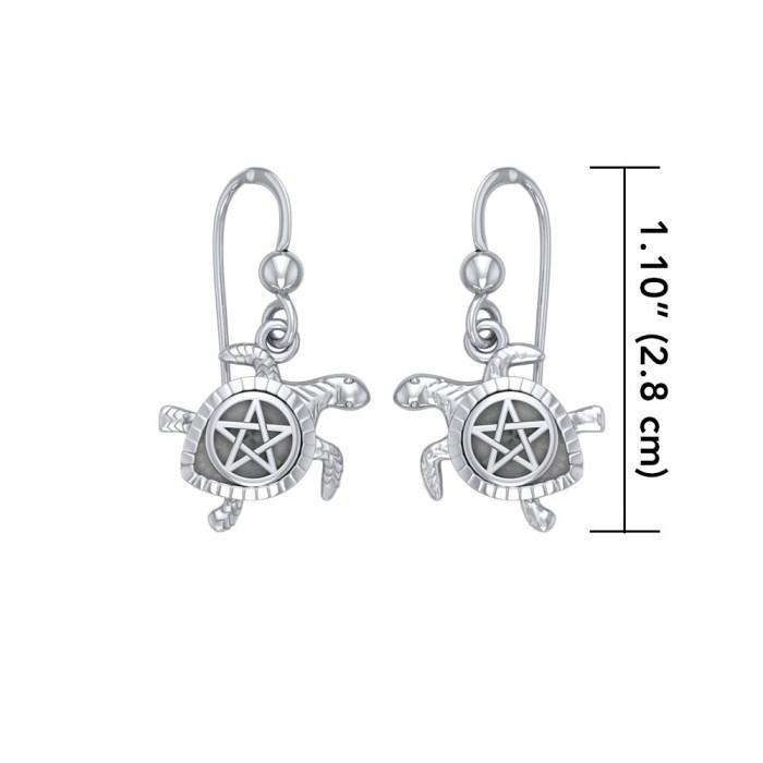 Sea Turtle with Star Silver Earrings TER1735 - Jewelry