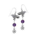 Raven and Gem Silver Earrings