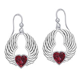Gemstone Heart and Angel Wings Silver Earrings TER1742 - Jewelry
