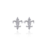 Fleur De Lis Silver Post Earrings TER1754