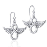Angel Wings and Infinity Symbol Silver Earrings TER1781