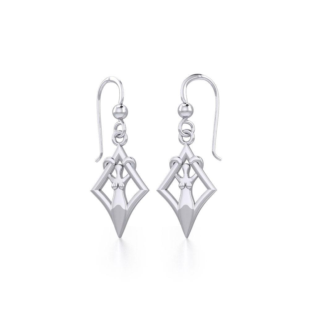 Goddess in Diamond Frame Silver Earrings TER1787 - Jewelry