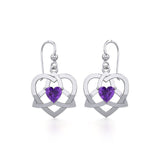 The Celtic Trinity Heart Silver Earrings with Gemstone TER1788 - Jewelry