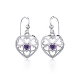 Hearts in Heart Silver Earrings with Gemstone TER1792 - Jewelry