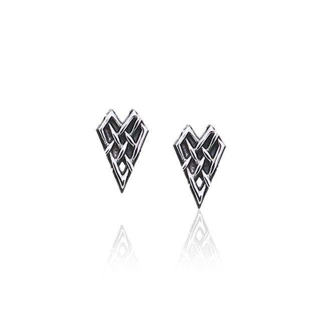 Celtic Knotwork Triangle Silver Post Earrings TER1804 - Jewelry