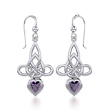 Celtic Witches Knot Silver Earrings with Heart Gemstone TER1830 - Jewelry