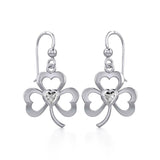 Silver Shamrock Earrings with Heart Gemstone TER1835 - Jewelry