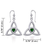 The Celtic Trinity Knot Silver Earrings with Heart Gemstone TER1837 - Jewelry