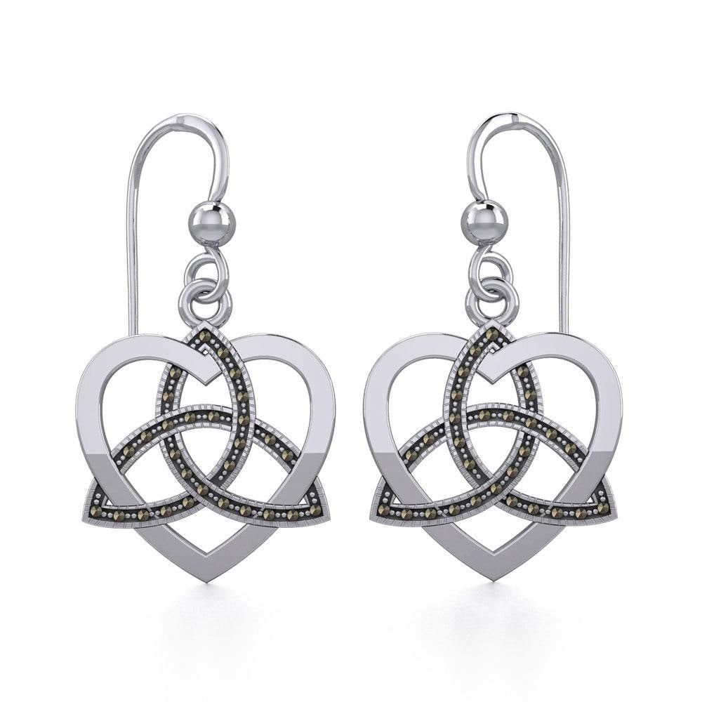 Marcasite Trinity in Heart Silver Earrings TER1839 - Jewelry