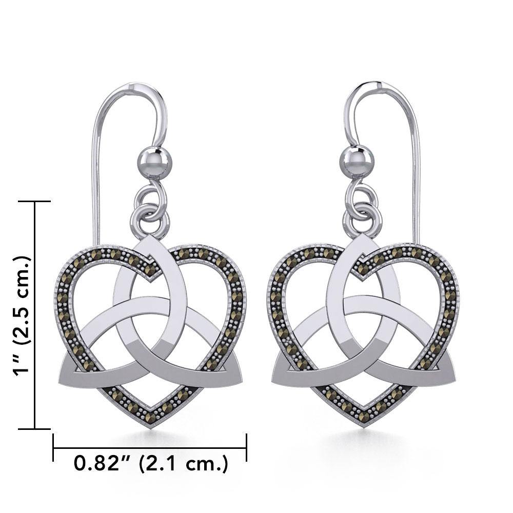 Trinity in Marcasite Heart Silver Earrings TER1840 - Jewelry