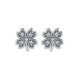 Lucky Four Leaf Clover Silver Post Earrings with Gemstone TER1844 - Jewelry