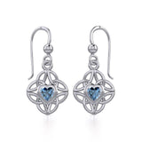 Celtic Knotwork Silver Earrings with Heart Gemstone TER1845