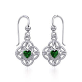 Celtic Knotwork Silver Earrings with Heart Gemstone TER1845 - Jewelry