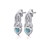 Celtic Heart Silver Post Earrings with Gemstone TER1871 - Jewelry