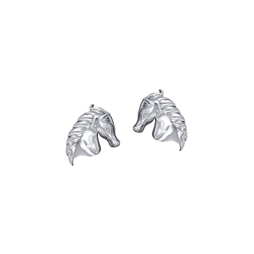 Equestrian Horse Silver Post Earrings TER1872 - Jewelry