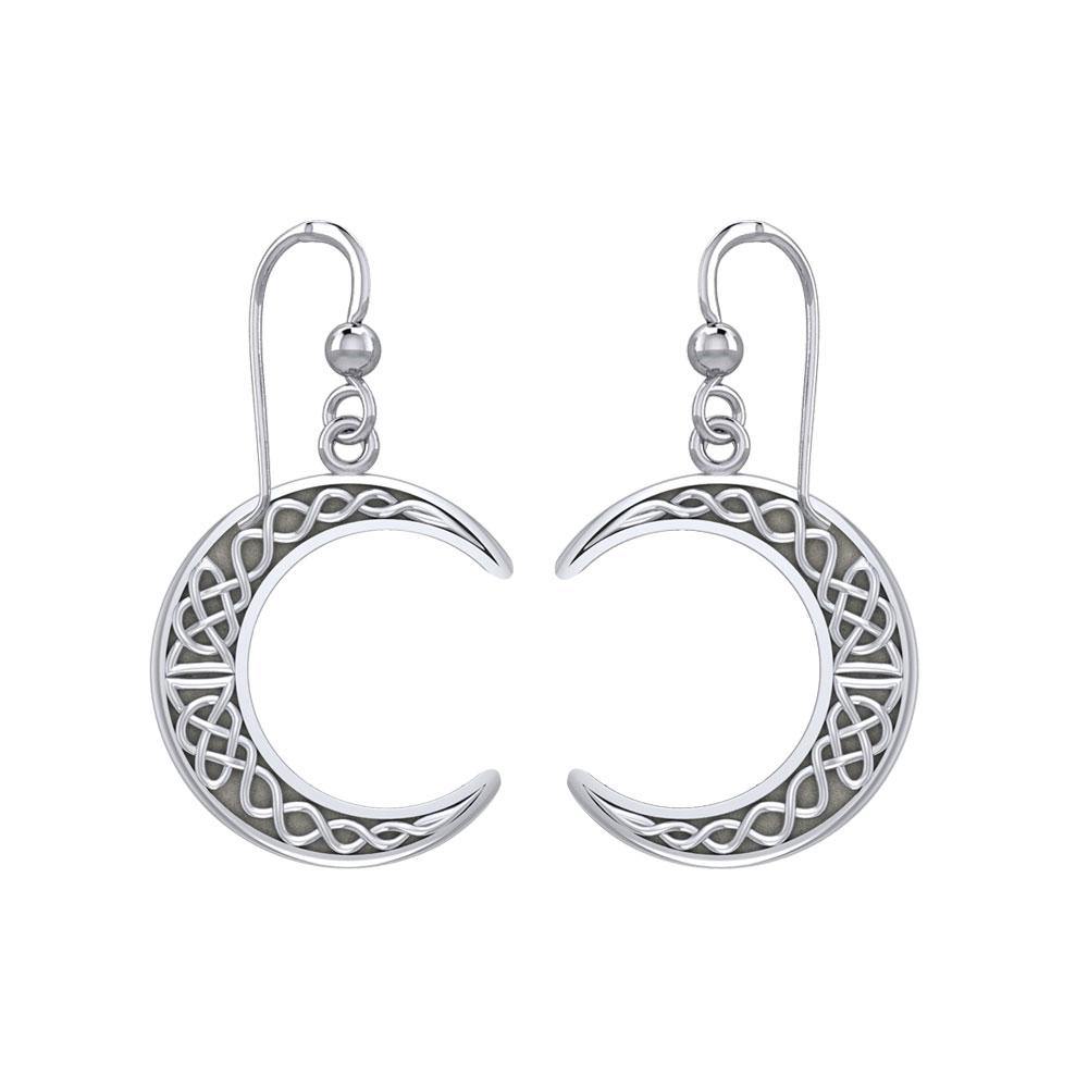 Large Celtic Crescent Moon Silver Earrings TER1879 - Jewelry