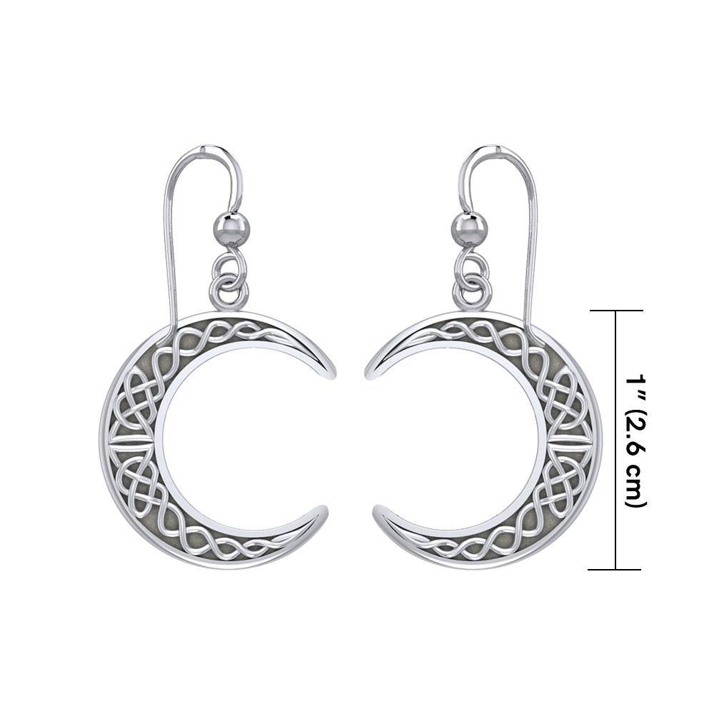 Large Celtic Crescent Moon Silver Earrings TER1879 - Jewelry