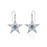 Celtic Star Silver Earrings with Heart Gemstone TER1881 - Jewelry