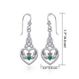 Heart Claddagh with Celtic Trinity Knot Silver Earrings with Gemstone TER1882 - Jewelry