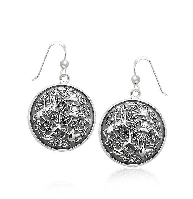 Celtic Triple Horses Silver Earrings TER1899 - Jewelry