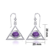 Eye of The Pyramid Silver Earrings with Gem TER1902 - Jewelry