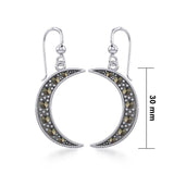 Crescent Moon Sterling Silver Earrings with Marcasite TER1906 - Jewelry
