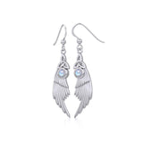 Celtic Trinity Knot Angel Wing Silver Earrings with Round Gemstone TER1926 - Jewelry