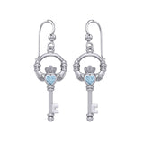 Irish Claddagh Mini Spiritual Key Silver Earrings TER2033