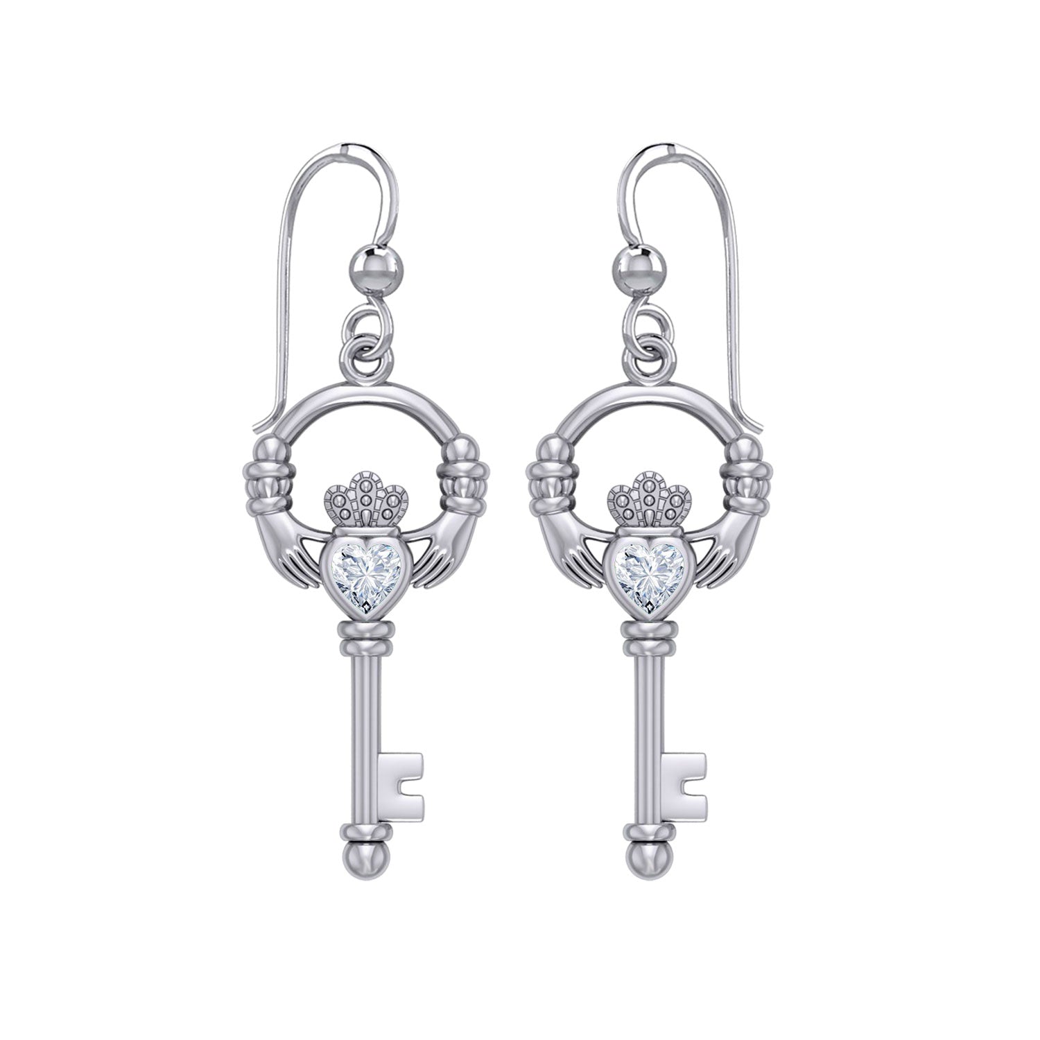 Irish Claddagh Mini Spiritual Key Silver Earrings TER2033