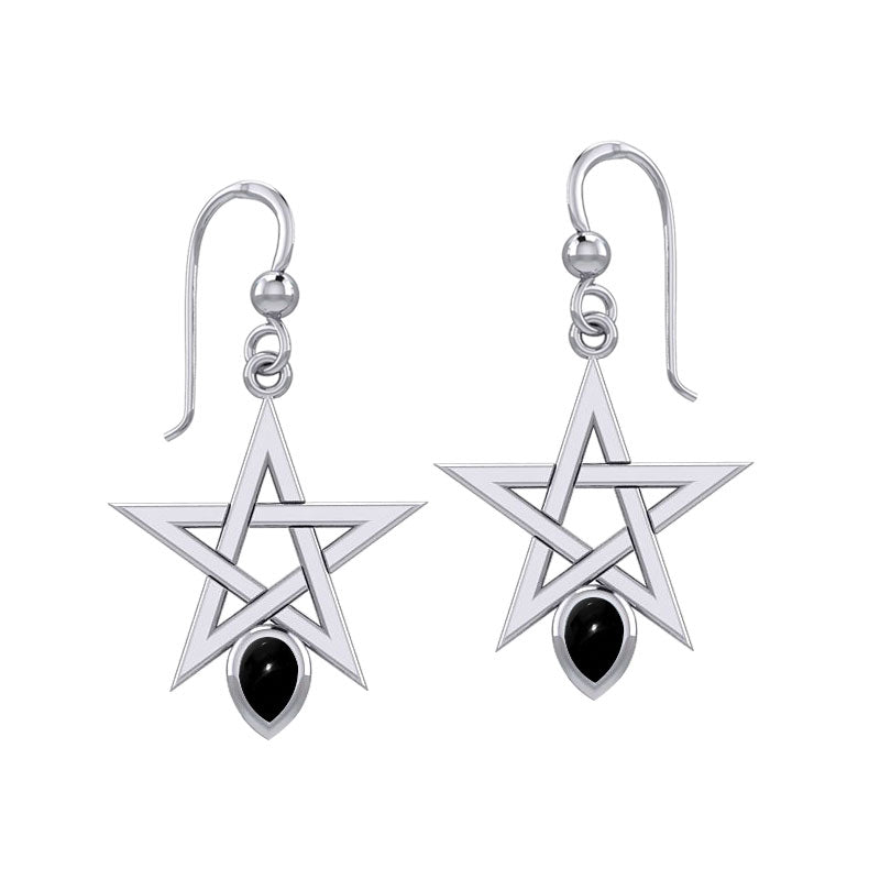 Pentagram Spirit Silver Earrings with Gemstone TER2035