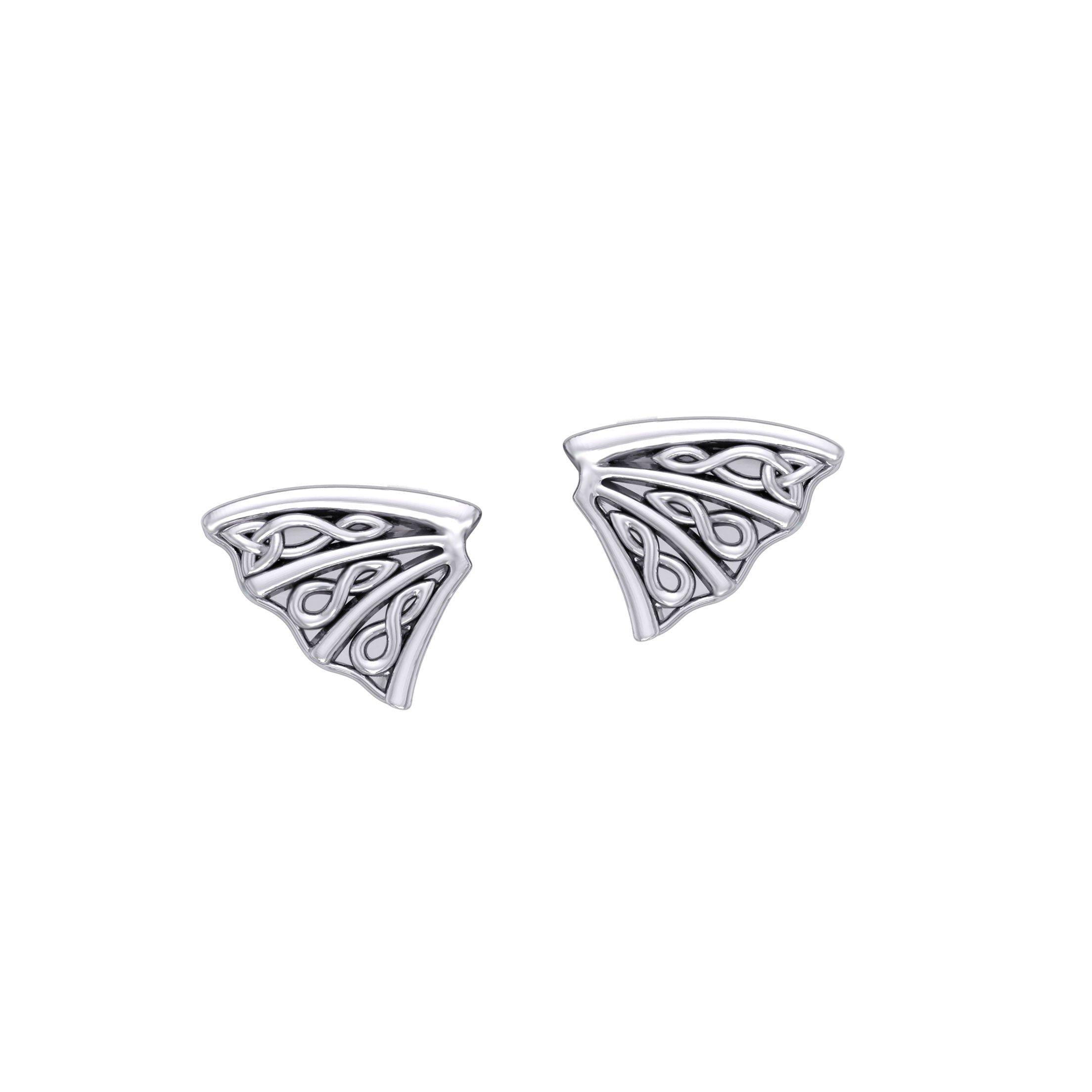 Dragon Wings with Celtic Design Silver Post Earrings TER2036