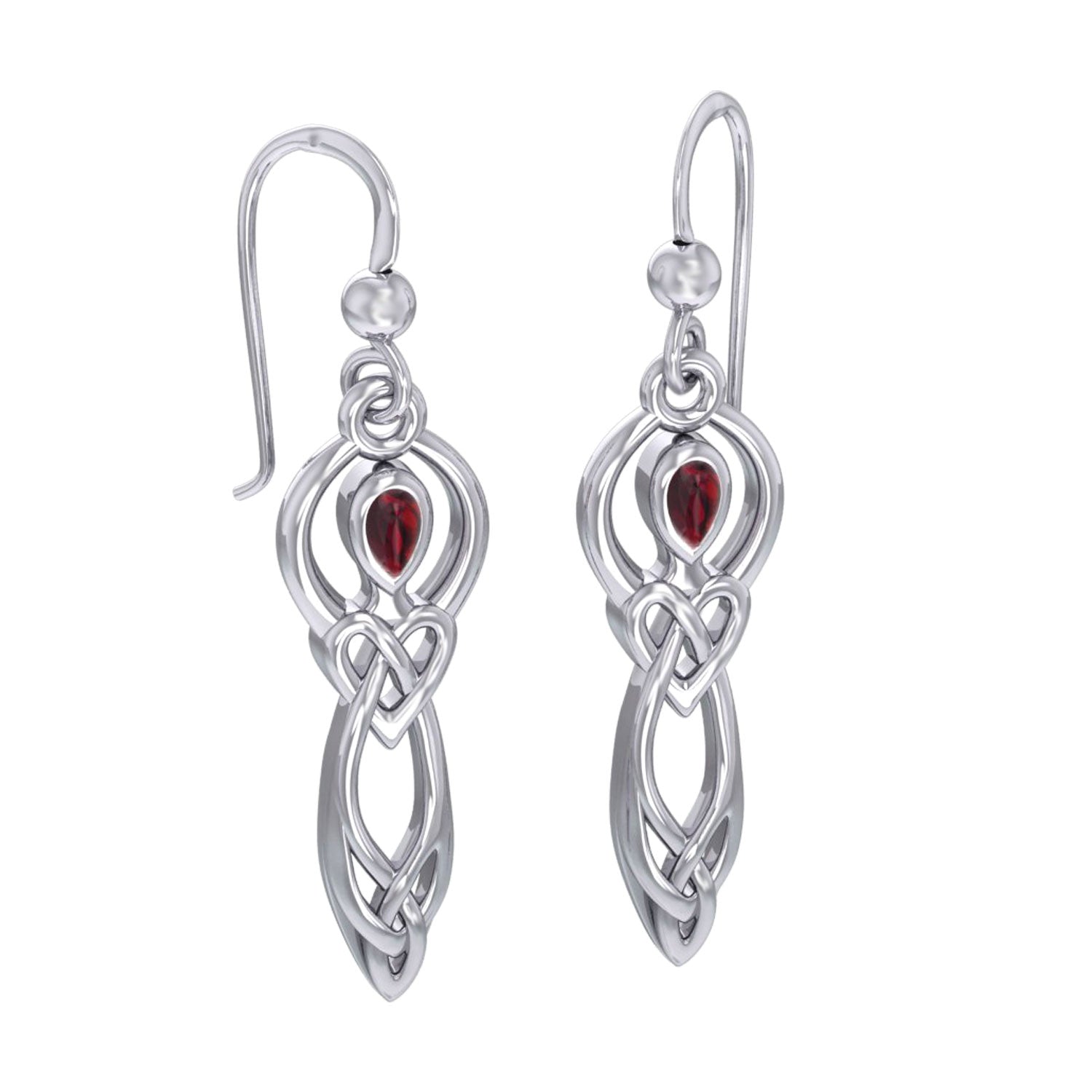 Celtic Knotwork Goddess with Gemstone Silver Earrings TER2051