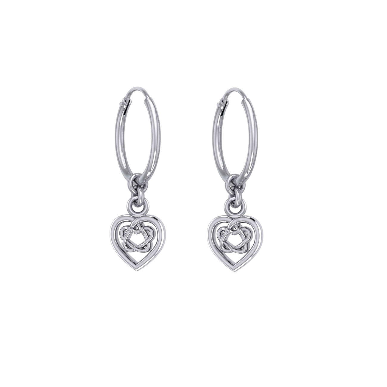 Celtic Knotwork Heart Silver Hoop Earrings TER2060
