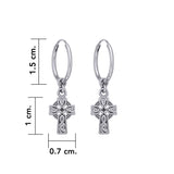 Celtic Knotwork Cross Silver Hoop Earrings TER2061