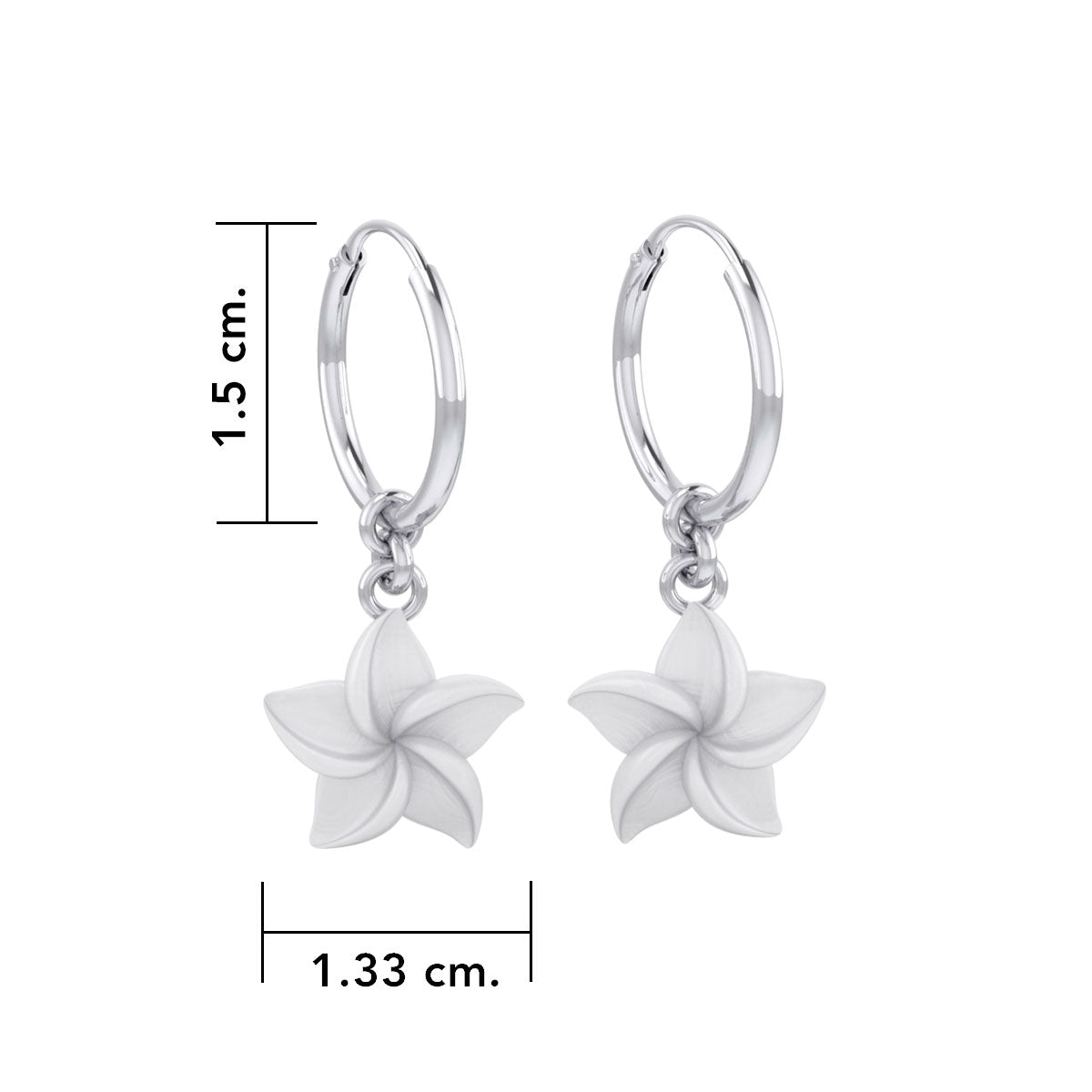 Plumeria - Hawaii National Flower Silver ฺHoop Earrings TER2100