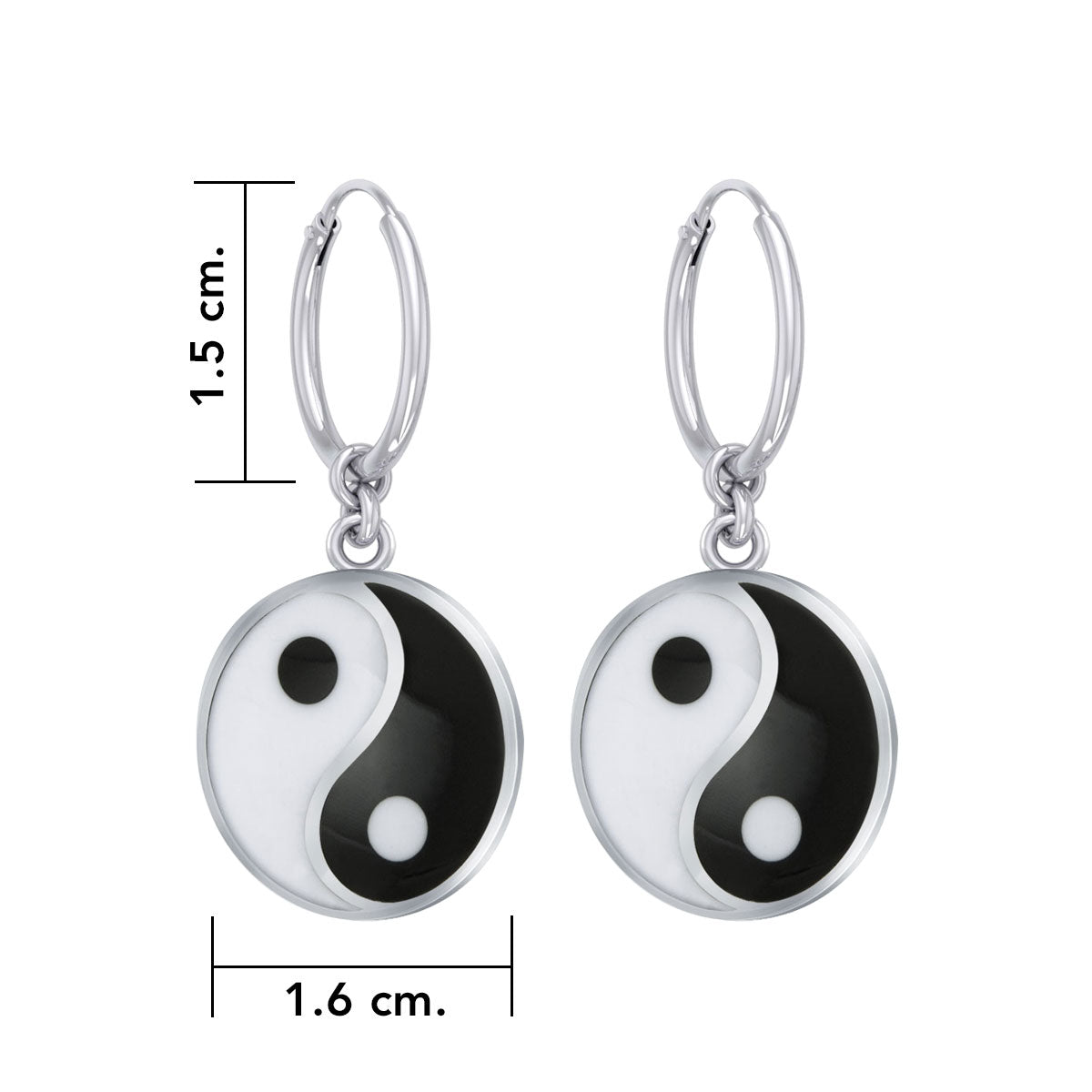 Small Yin Yang Silver Hoop Earrings TER2102