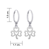 Modern Shamrock with Heart Silver Hoop Earrings TER2109