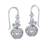 Celtic Spiritual Fruit Apple with Double Heart Silver Earrings with Gemstone TER2110