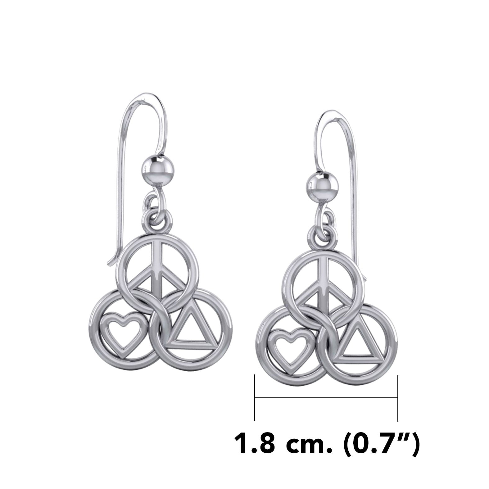 Peace, Love and Recovery in Borromean rings Silver Earrings TER2169