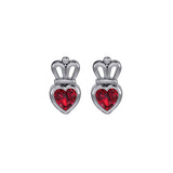 Gemstone Heart With Crown Silver Post Earrings TER2181