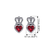 Gemstone Heart With Crown Silver Post Earrings TER2181