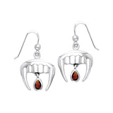 Vampire Teeth with Blood Drops Silver and Gem Earrings TER914 - Jewelry