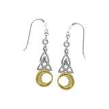 Celtic Knot Moon Gold Accent Silver Earrings TEV2565