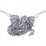 Winged Dragon Silver Necklace TN277 - Jewelry
