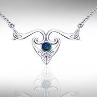 The elegance of Celtic Heritage Silver Celtic Triquetra Necklace with Gemstone TNC162 - Jewelry