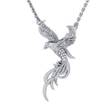 Alighting breakthrough of the Mythical Phoenix ~ Sterling Silver Jewelry Pendant with Crystal Accents TNC232 - Jewelry